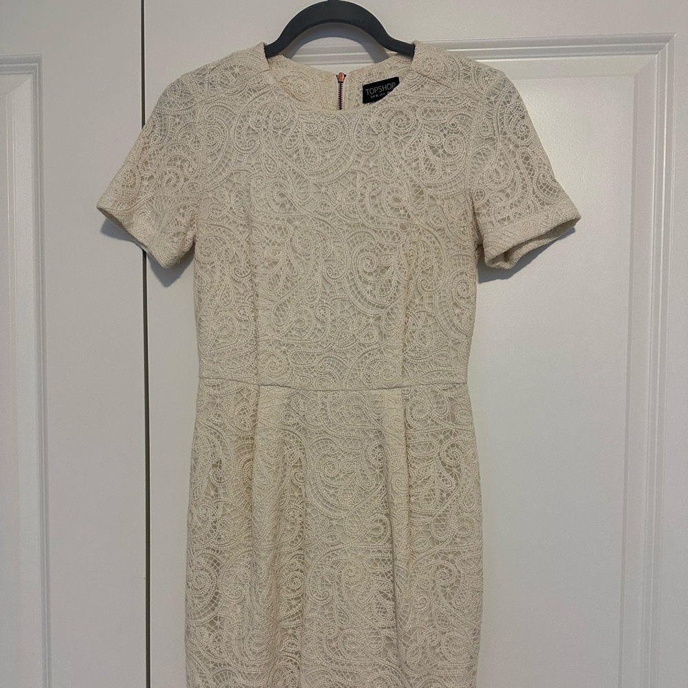 Topshop Ecru lace dress